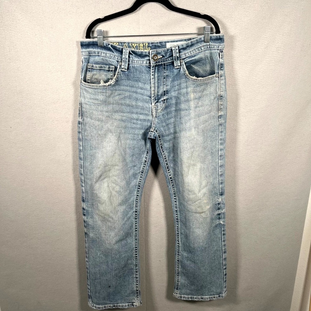 Axel Jeans Mens 32x30 Blue Denim Everyday Wear Light Wash Slim Bootcut Leg